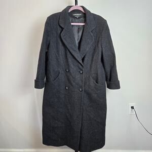 Donny Brook Wool Pea Trench Coat Double Breasted Long Gray 12P Dark Academia